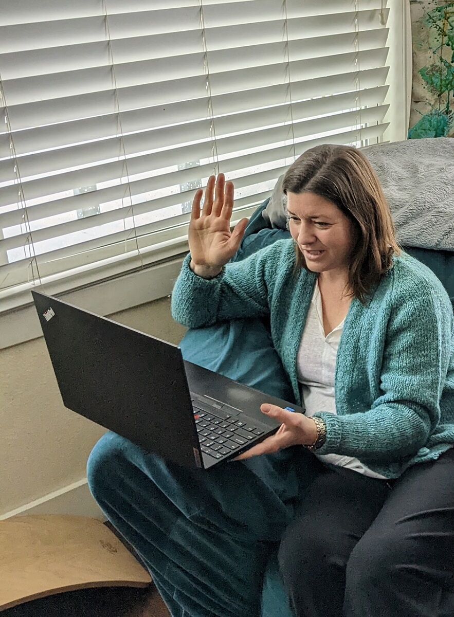 Catherine Kiewit is sworn in as mayor of Bingen during an online city council meeting. Contributed photo